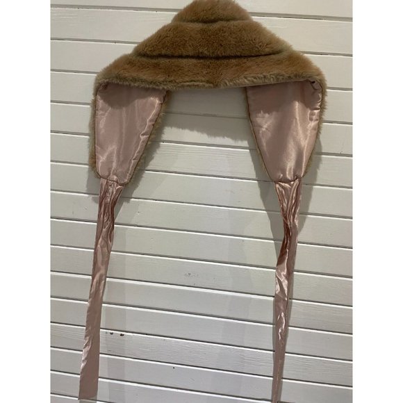 Women's Sinequanone Paris made in France Faux Fur Stole Shawl brown pink - Picture 3 of 7